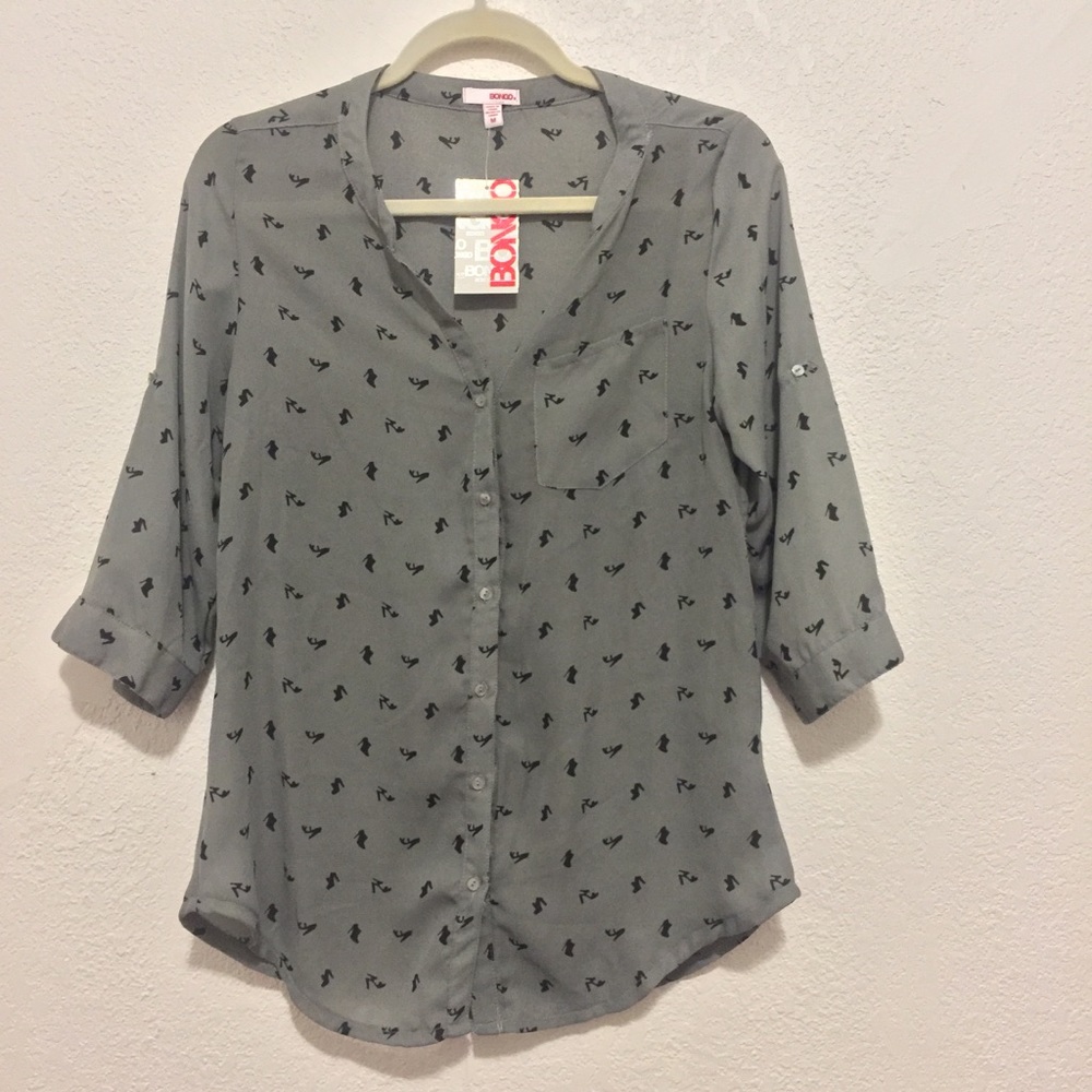 BONGO NEW 3/4 Sleeve Button Down Shirt